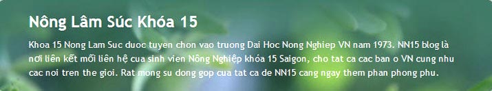 Trang Mạng Nông Lâm Súc – Khóa 15